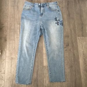 Embroidered Mom Jeans